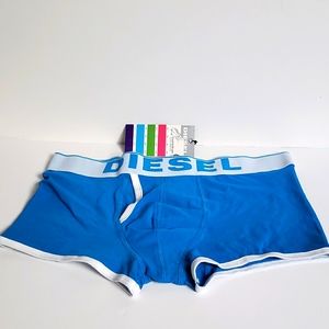 DIESEL BOXER BRIEFS, TURQUOISE COLOR WITH FUN MESSAGES ON THE FRONT & BACK, Med.
